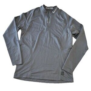 Nike Pro Mens Large Gray Hyperwarm Fitted 1/4 Zip Pullover Sweatshirt fitted